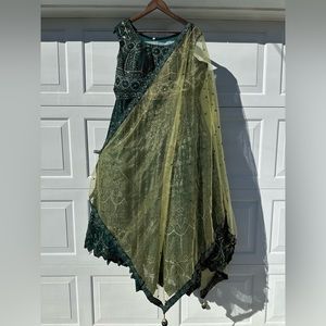 Brand new sparkly embellished hunter green lengha choli
